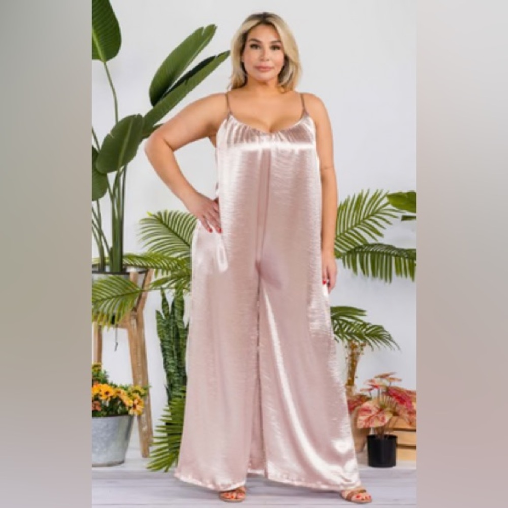 0880.  Satin Pink Jumpsuit